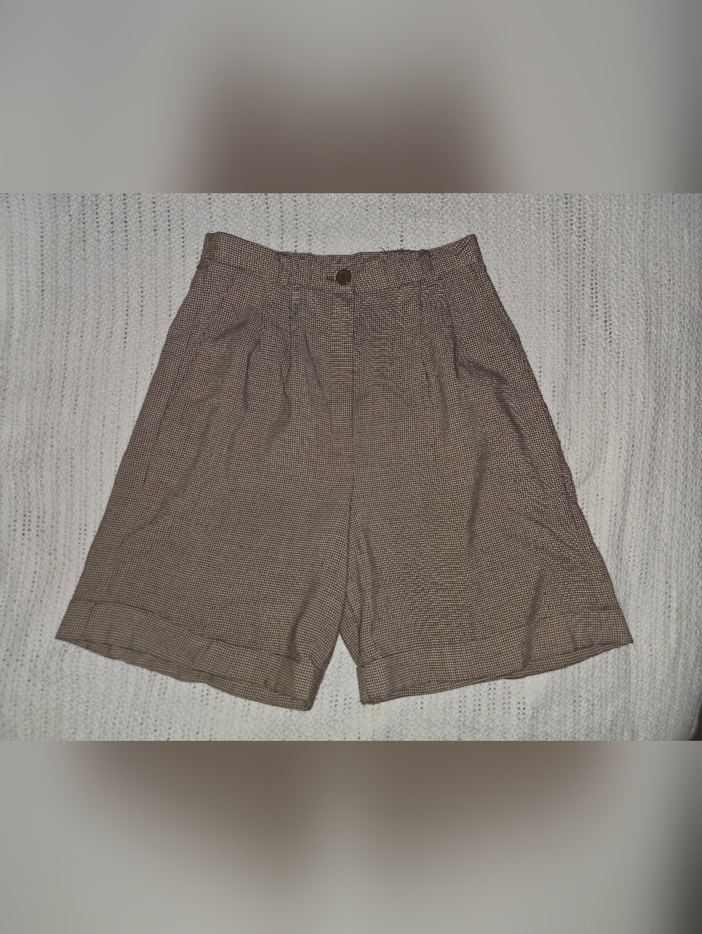 Vintage 1970s 1980s High Waist Tan Tweed Trouser Shorts Summit by Leslie Fay